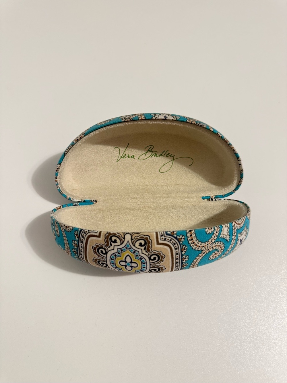 Vera Bradley Turquoise and Cream Paisley Hard Shell Eyeglass Case